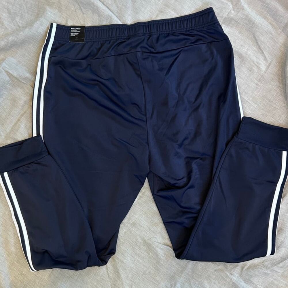 adidas Men's XL 3-Stripes Tricot Tapered Track Pants, Navy Blue - Picture 4 of 6